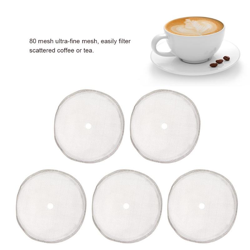 5Pcs 80 Mesh Reusable Stainless Steel Filter Mesh For 600ml French Press Pot Accessory