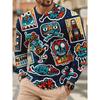 3D Printed Cool Cartoon Graffiti Men's T-shirts Skull Robot Pattern T-shirts Autumn Casual Long Sleeves O-Neck Loose Tops