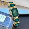 Montre-bracelet Carrée avec Pierres Précieuses pour Femmes Montre à Quartz Analogique Bracelet à Maillons en Cristal Coloré Bijou de Mode Accessoire Quotidien