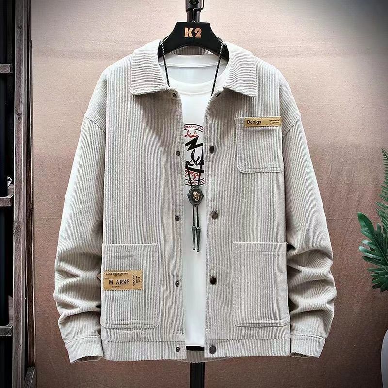 

Куртка Мужская Рабочая одежда Чистый хлопок Модная Ретро Универсальная Модная Мантия Вельветовый Короткий Топ Лацкан S хаки