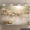 2D Pink Rose Vintage Wood Fence Butterfly Photography Backdrop Floral Background Banner