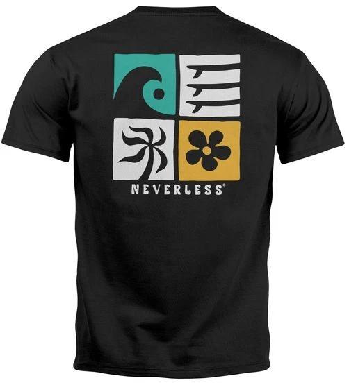 Mens T-Shirt Back Print Surfing Wave Sea Icon Print Shirt Graphic Design- S