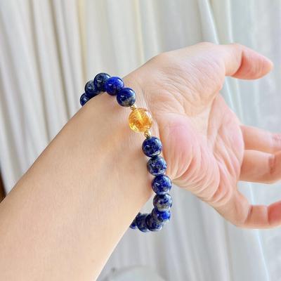 8Mm Natural Lapis Lazuli Citrine Design Sense Commuter Bracelet Bracelet
