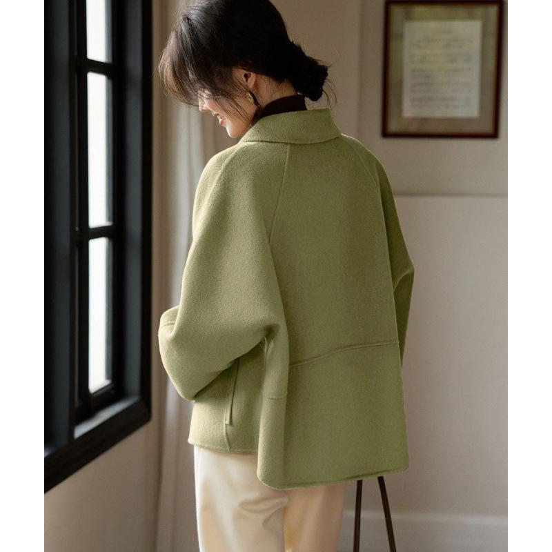 Long Sleeves Woolen Blend female Outwear Korean Large Size 4XL Woolen Short Ladies Jacket Winter Flip Collar Woolen Women Coat