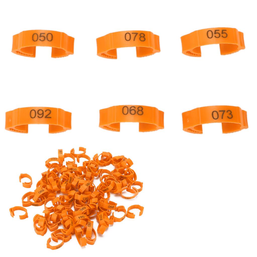 100Pcs Poultry Foot Rings Identification Leg Buckle with Numbers for Chicken Duck Bird
