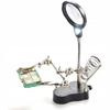 Third hand with magnifying glass 3.5x 12x TE-801 | LED 2x | Soldering iron holder | Adjustable crocodile clips | Stable base 10x6cm | Height 26cm