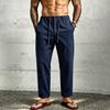 Men's Casual Linen Pants with Waist Straight Leg Color
