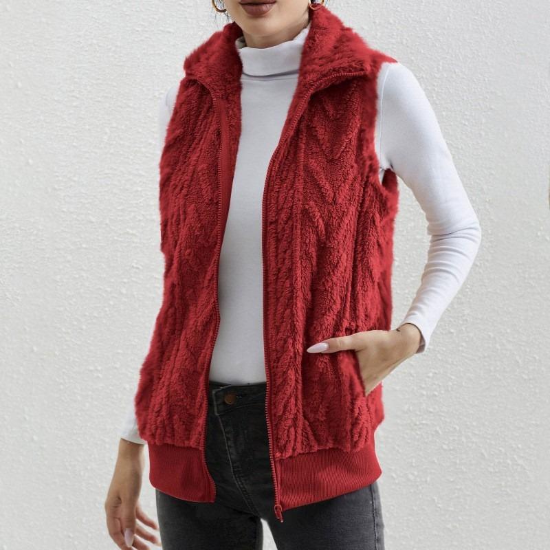 Women S Thick Fleece Sleeveless Vest Jacquard Autumn Winter Casual Top