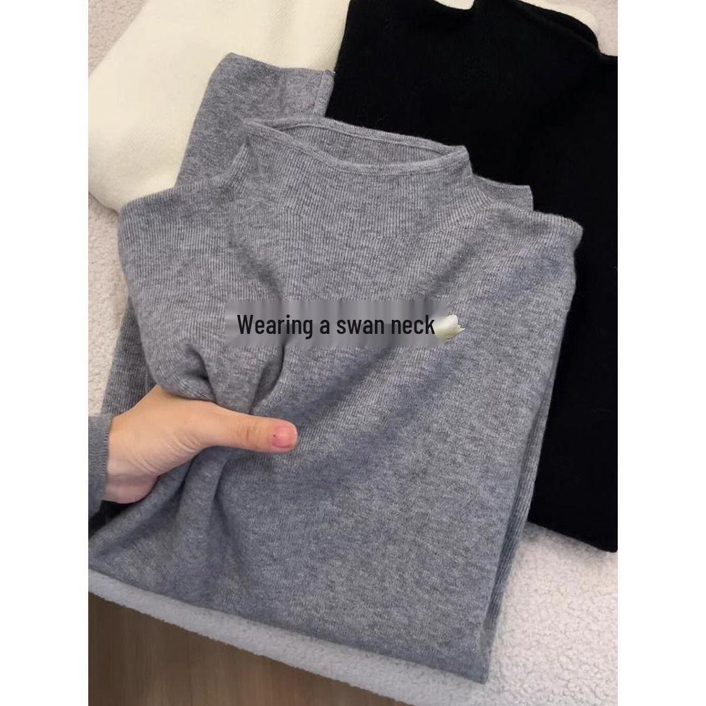

Korean Soft Glutinous Semi-High Neck Slim Fit Women s Sweater - Autumn/Winter Pullover Knit Top One Size