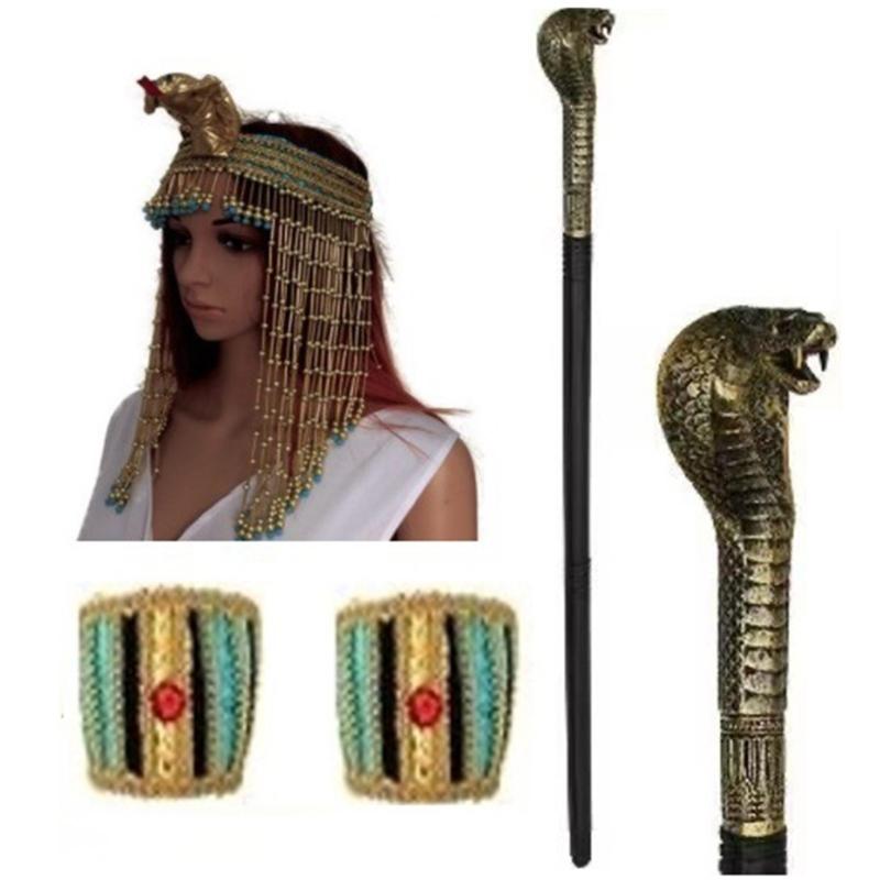 Pharaoh Hat Cosplay Headdress Sceptres Headwear for Girl Halloween Hair Hoop Cosplay Egyptian Snake Hair Hoop