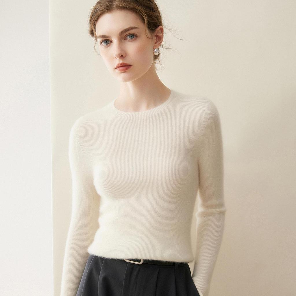 Lekasha Women's Pure Cashmere Round Neck Sweater - Loose, Solid Color, Warm Base Layer for Autumn and Winter