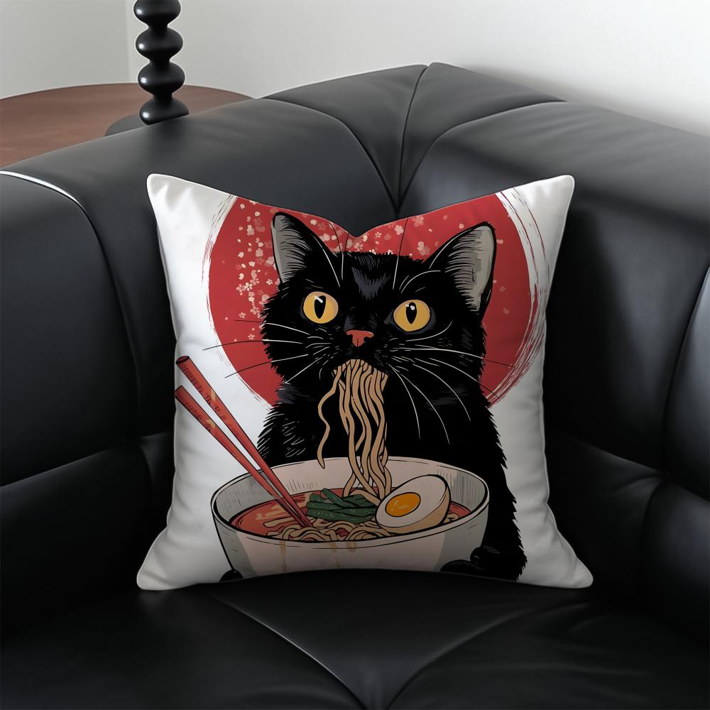 RRamen Animal Pillow Anime Art Cushion Cushion Cover Pillow Case Antidustmite Invisible zipper silky plush cushion