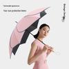 Long Handle Floral Umbrella, Dual-Use for Sun & Rain, UV Protective Black Rubber Shade for Women.
