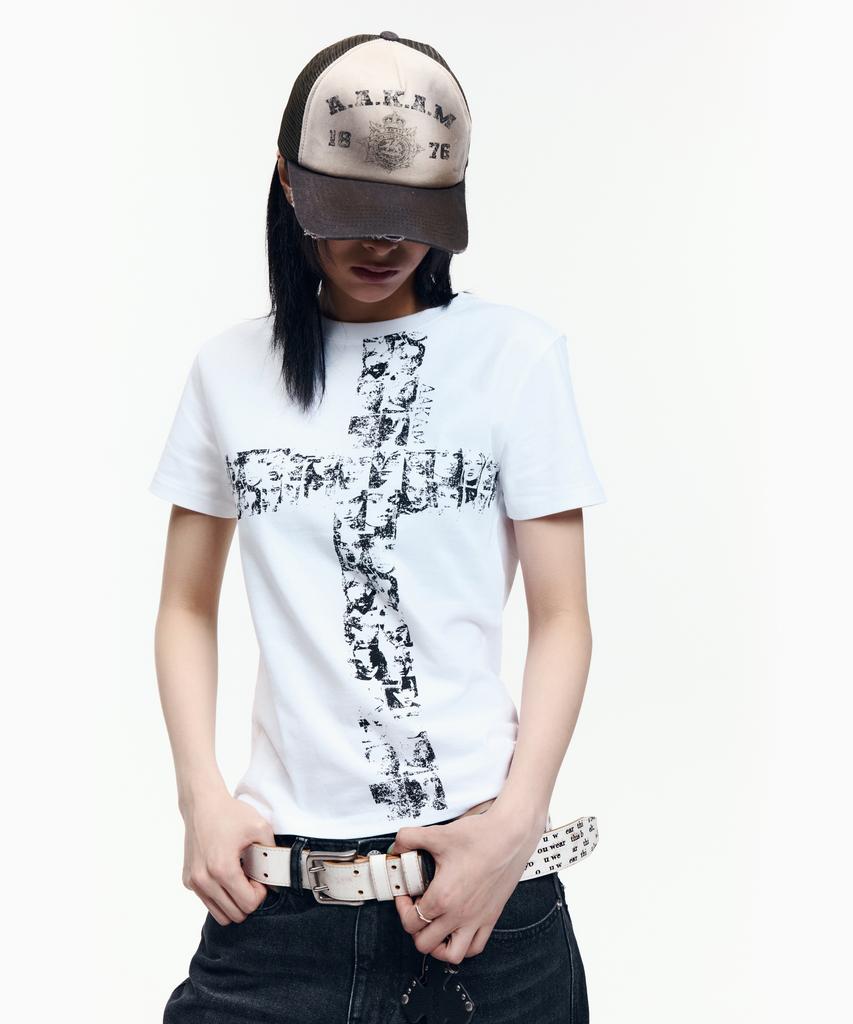 AAKAM Mosaic Cross Half Top (White)