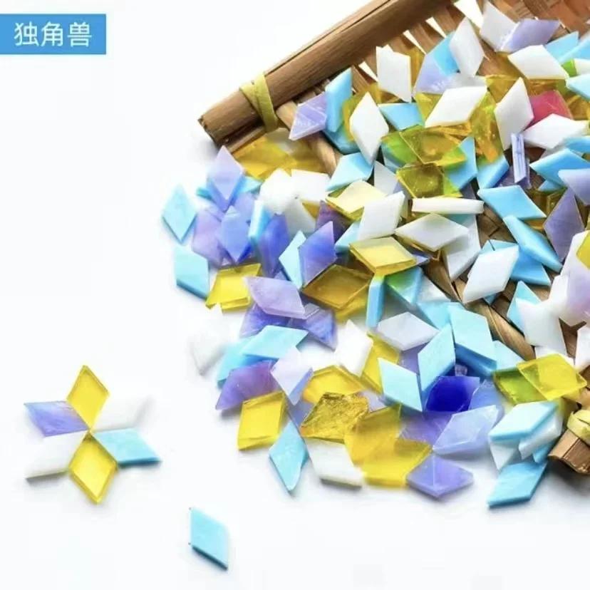 100g Clear Glass Mosaic Tiles Multi Color Mosaic Piece DIY Mosaic Making Stones for Craft Hobby Arts Home Wall Decoration Arte