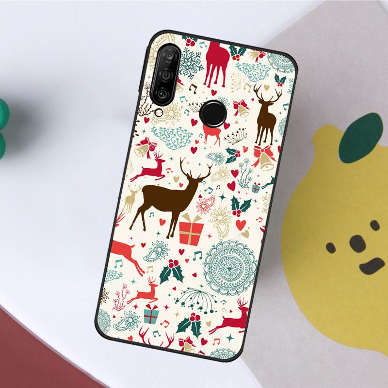Christmas Santas seamless Deer For Huawei Nova Y60 Y70 Y90 Y61 9 10 SE Nova 8i 3i 11i 5T P50 P60 Pro P20 P40 P30 Lite Case