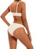 Solid Wide Strap Ruched Fabric Sexy Two Piece Bikini Set Comfortable Elegant Swimwear