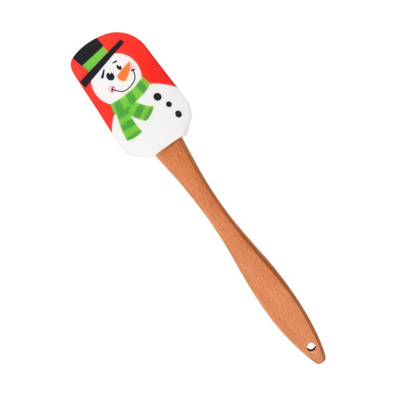 

Kitchen Chocolate Baking Mixer Christmas Pattern Cake Cream Silicone Spatula with Wooden Handle Butter Pastry Scraper