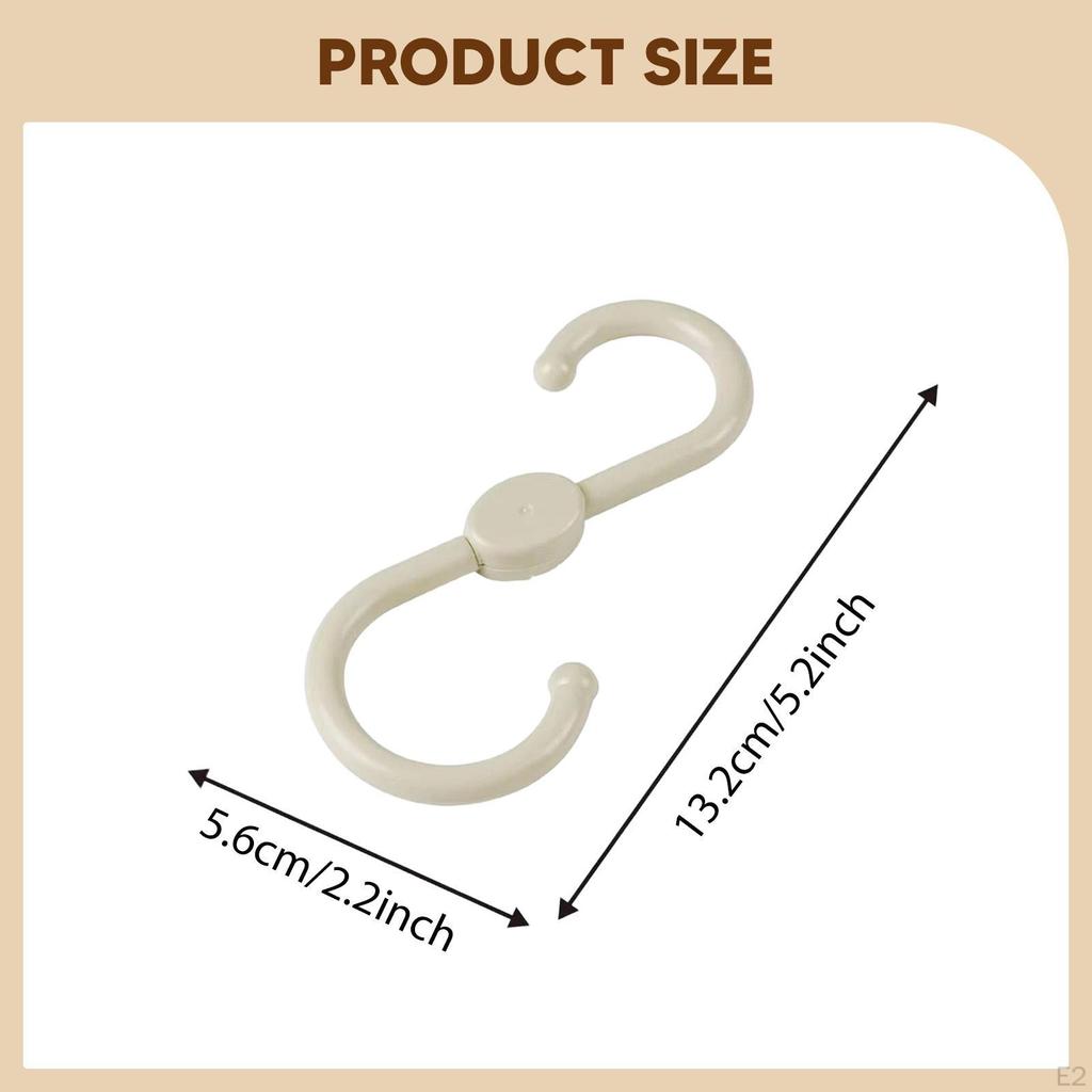 3x Hanging Hooks S Shaped Degree Rotatable Closet Storage Hangers Coat Racks for Living Room