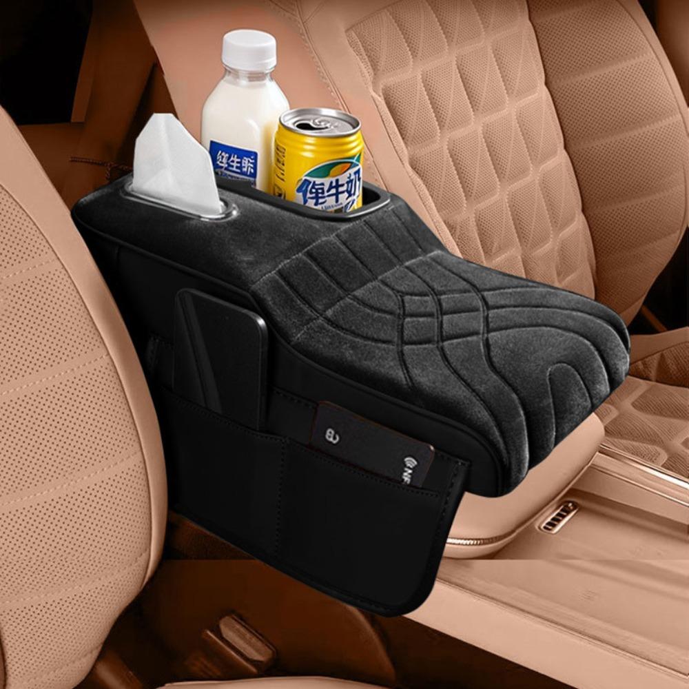 Tissue Box Car Armrest Box Velvet Surface Armrest Height Increase Pad  Console Organizer
