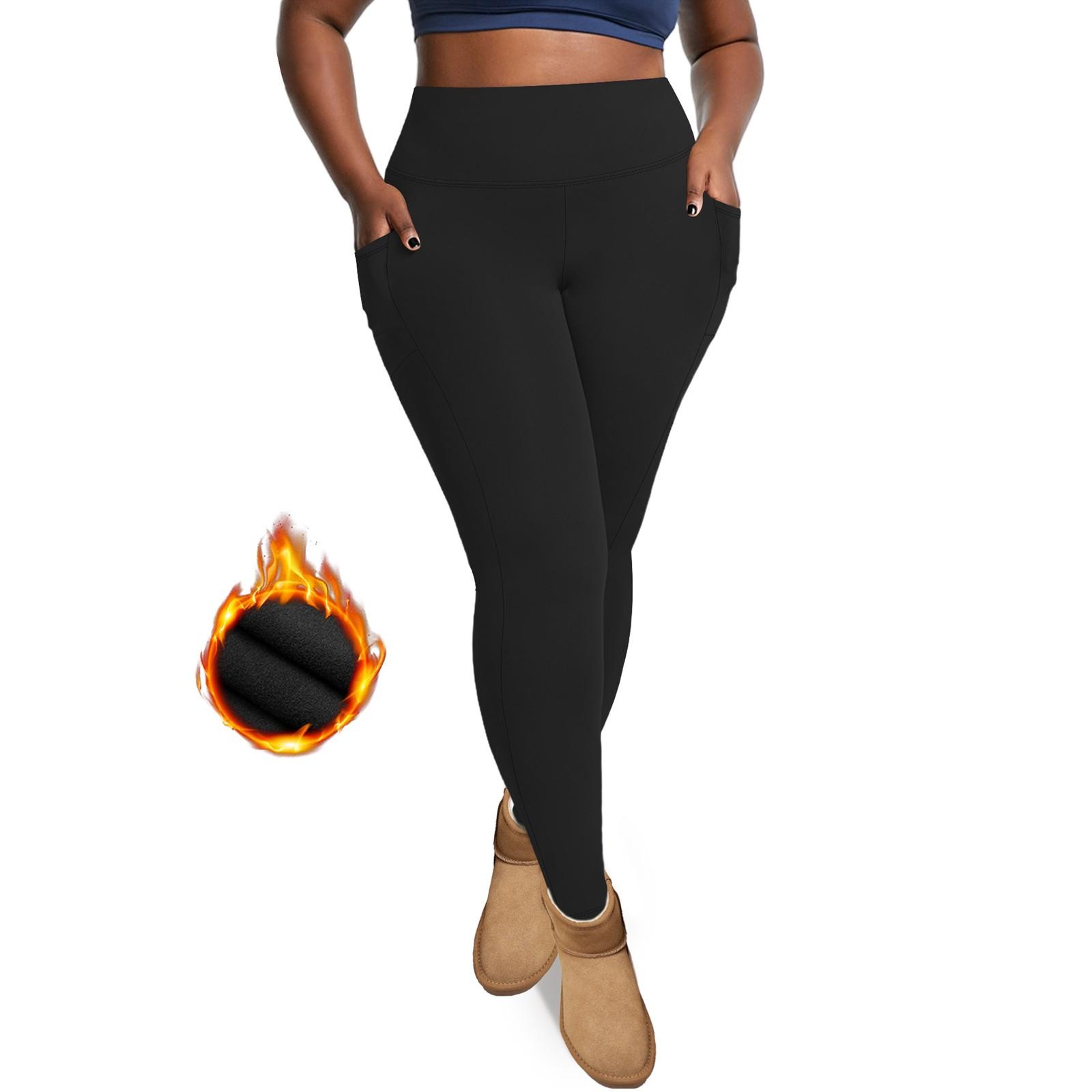 

Женские спортивные штаны для йоги с высокой талией и карманами для подъема бедер, большого размера, спортивные штаны из флиса с девятью точками XXXL чёрный