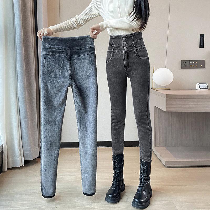 Plus Velvet High Waist Skinny Jeans for Women - Slimming, Thickened Pencil Pants