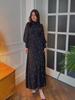Elegant 2024 Spring Satin Lace-up Cherry Print Long Dress