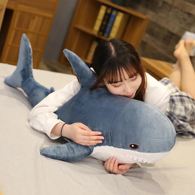 45/60cm Cute Shark Plush Toy Soft Stuffed Speelgoed Animal Reading Pillow for Birthday Gifts Cushion Doll Gift