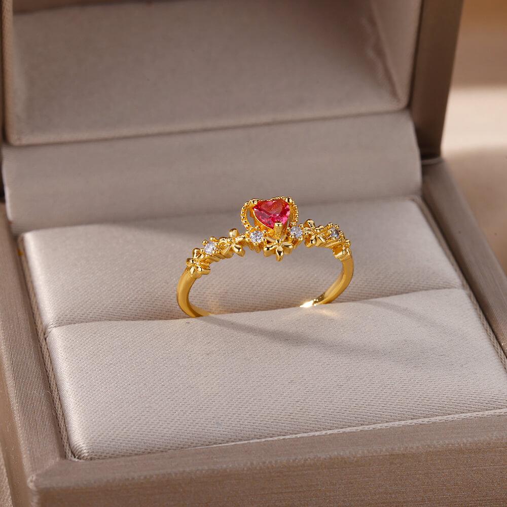 Stainless Steel Blue Zircon Flower Ring For Women Open Adjustable Flower Ring Wedding Aesthetic Jewelry Gift bijoux femme