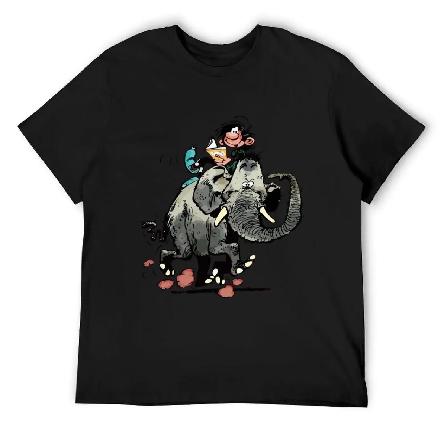 Gaston Goof on Elephant T-Shirt T-shirts man anime tshirt man clothes t shirt for men S разноцветный