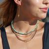 5mm Blue Turquoise Beads Necklace For Women Semi Precious Stone Charm Choker Neck Power  Summer