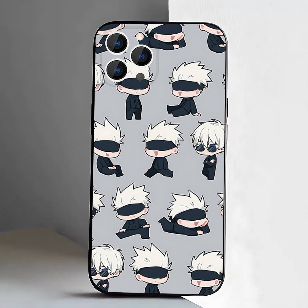 Anime Gojo S-Satoru Handyhülle Für iPhone 17,16,15,14,13,12,Pro,Max,Plus,E,SE4,Air,Mini Schwarze Weiche Box
