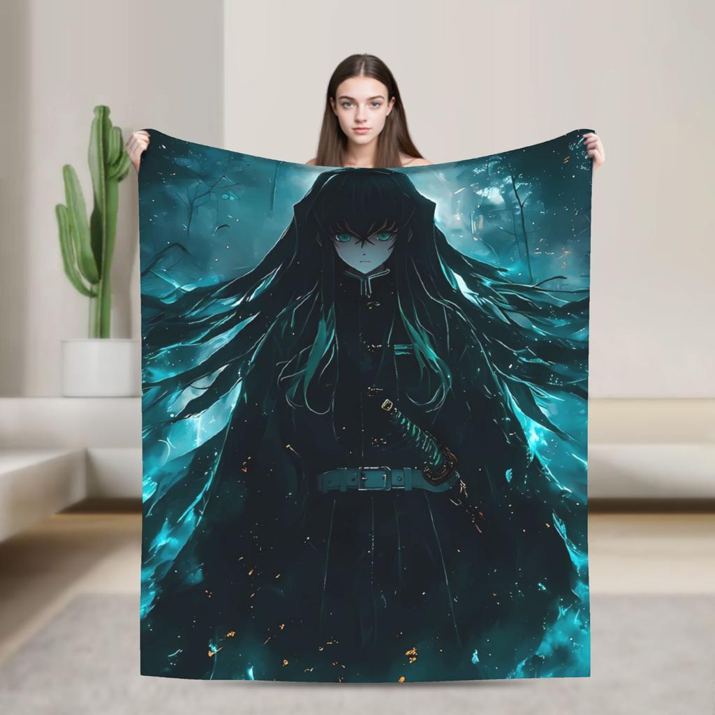 Muichiro Tokito Anime Blanket  Warm Soft Comfortable Plush Bedding Throws For Couch Chair Sofa Bed Picnic Bedspread Bed Cover