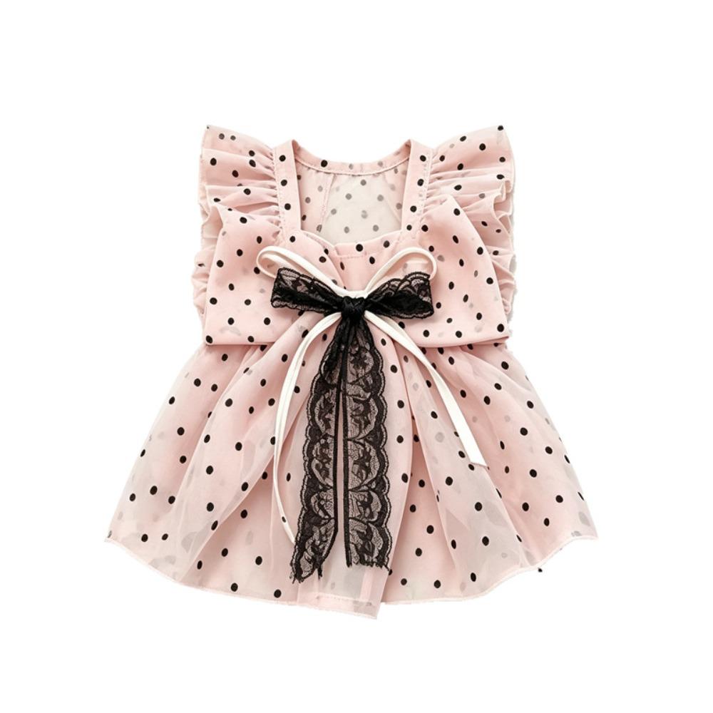 Thin Polka Dot Cat Dress Soft Fabric Pet Tutu Skirt Dogs Polka Dot Lace Dress For Small Dogs Cats