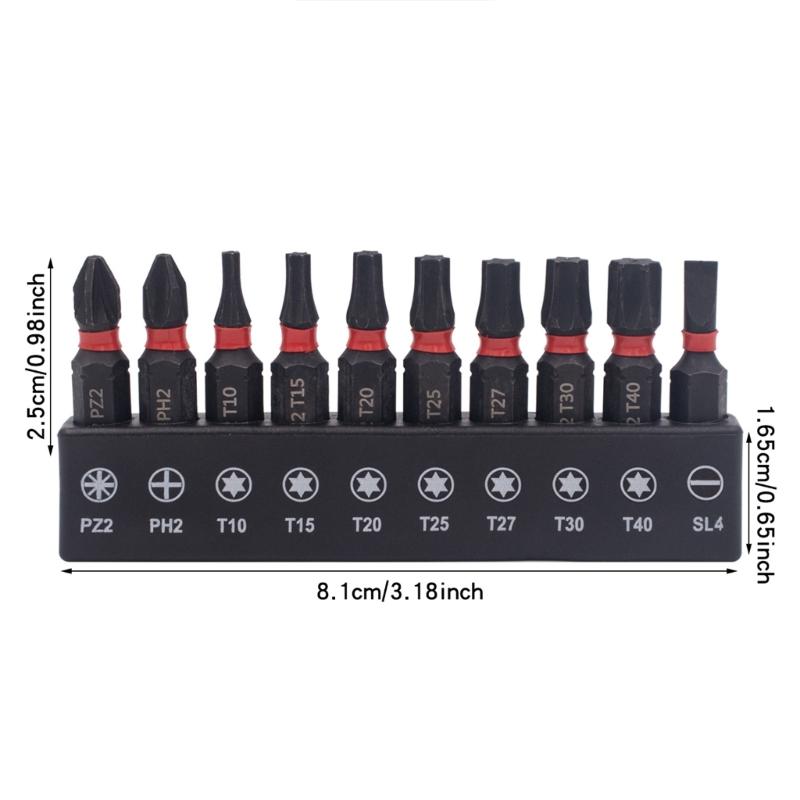 10Piece Alloy Torxes Bit Set Precise Machined Metric Size Slip Resistance Professional Tool Kit For Maintenance Tool