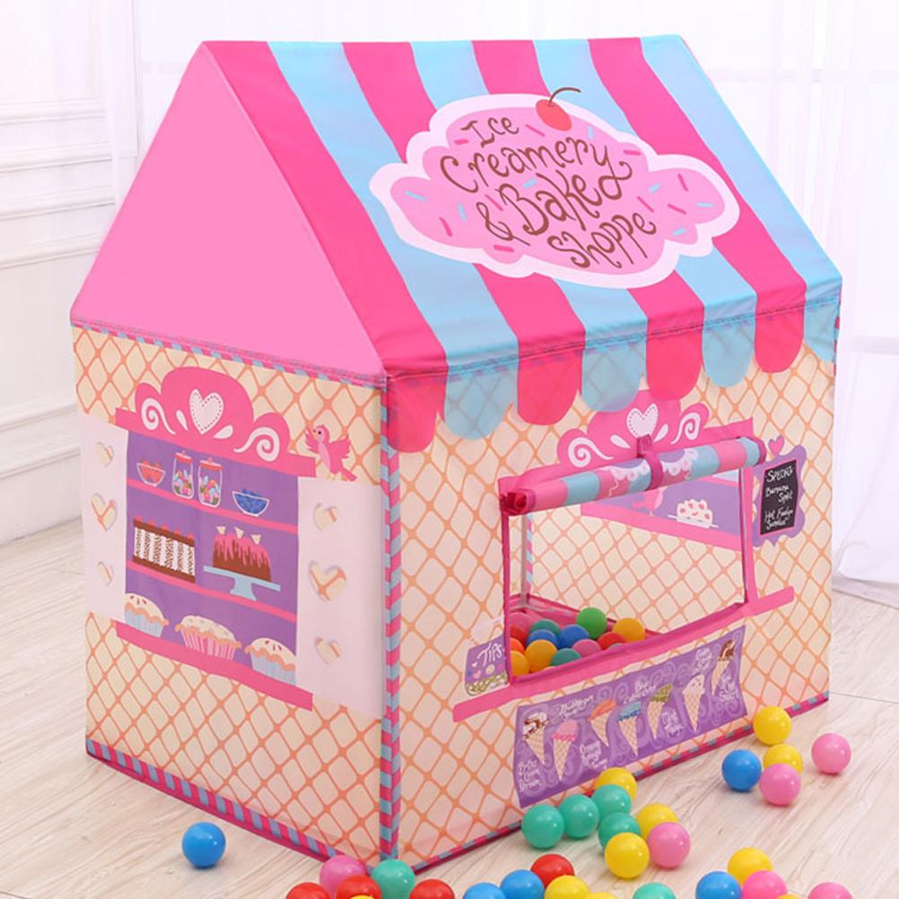 Kids Play Tent for Indoor and Outdoor Children Playhouse with Roll Up Door and Windows Dessert
