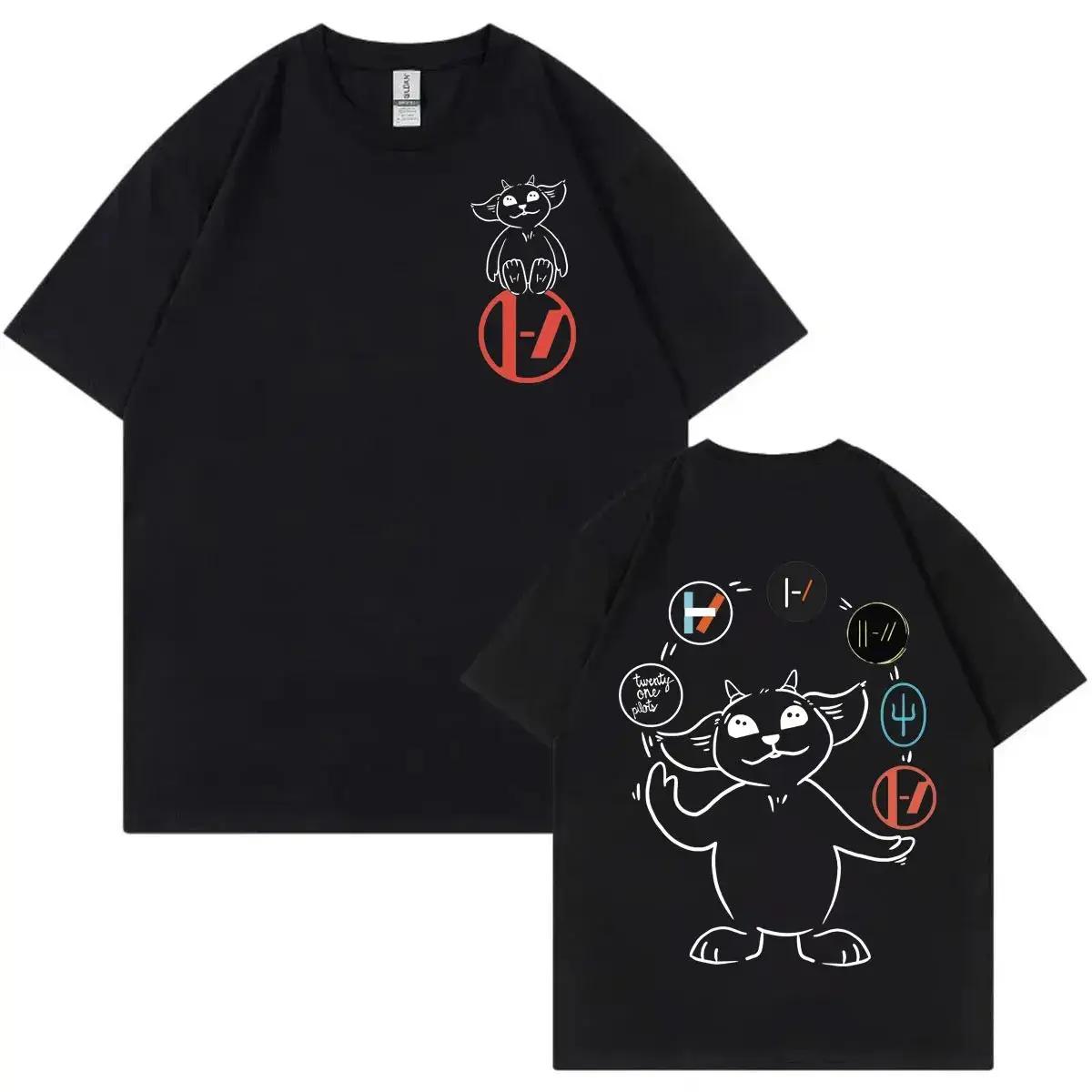 

2026 Twenty-one Pilot Logo Cartoon Men s Summer Cotton T-shirt Fashion Rock Hip Hop Short Sleeve T-shirt Loose Casual T-shirt 4XL
