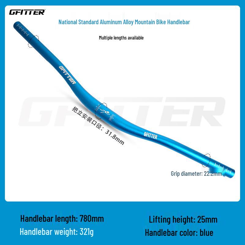 GFITTER Ultrakönnyű Alumíniumötvözet Fecske Hegyikerékpár Kormány, 25mm Emelés, 620/720/780mm Méretekben Kapható.