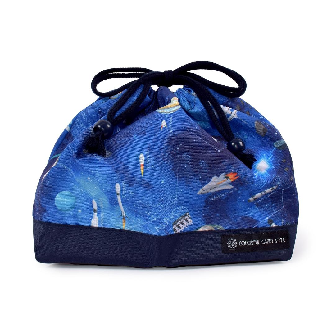 COLORFUL CANDY STYLE Drawstring Lunch Gusseted Name Futuristic Planetary Exploration and Spaceship Set of Cool Drawstring Lunch Lunch Kindergarten