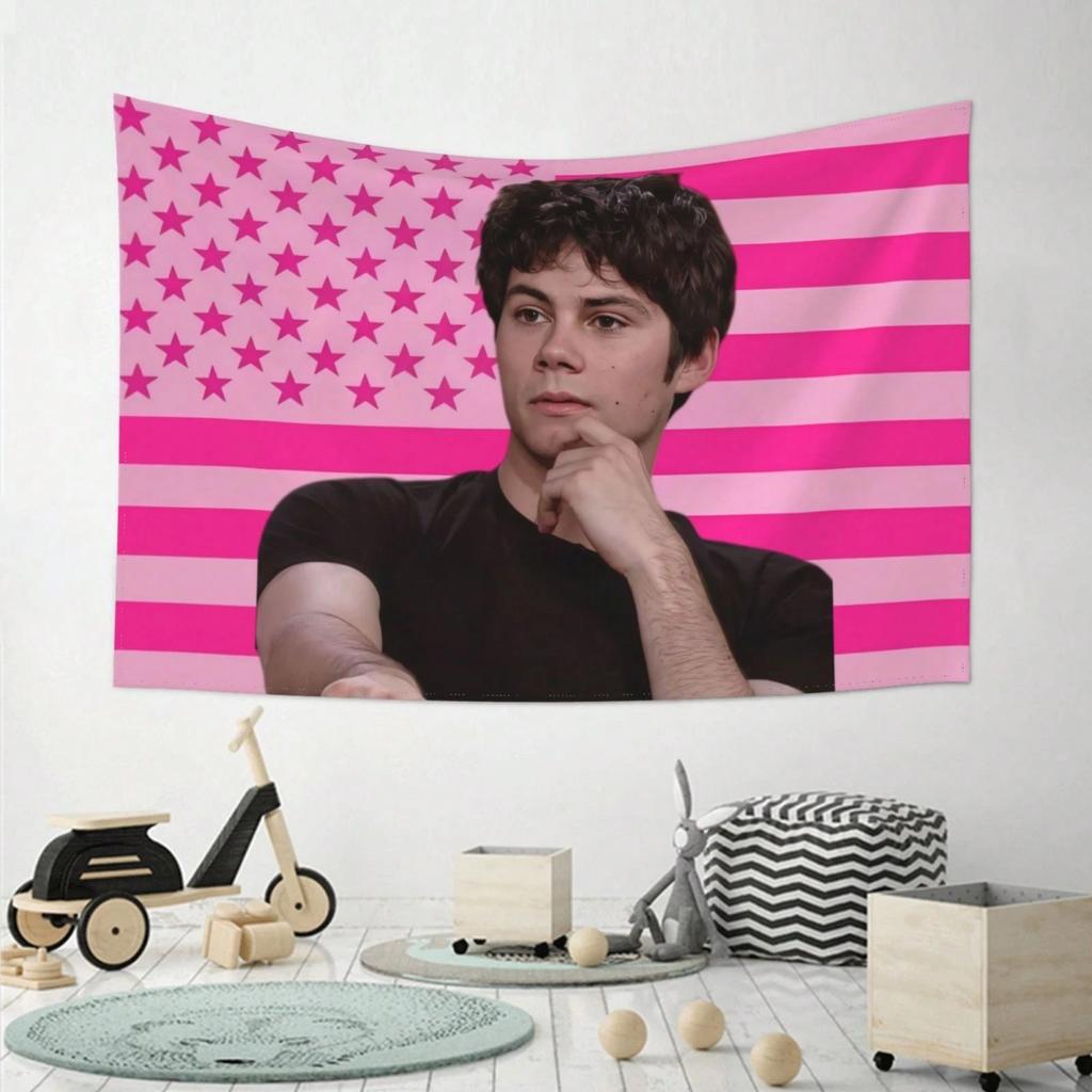 Dylan OBrien Tapestry Flat Print Wall Hanging Indoor Outdoor Decor for Bedroom Dorm Porch Trendy Star Themed Banner for Room