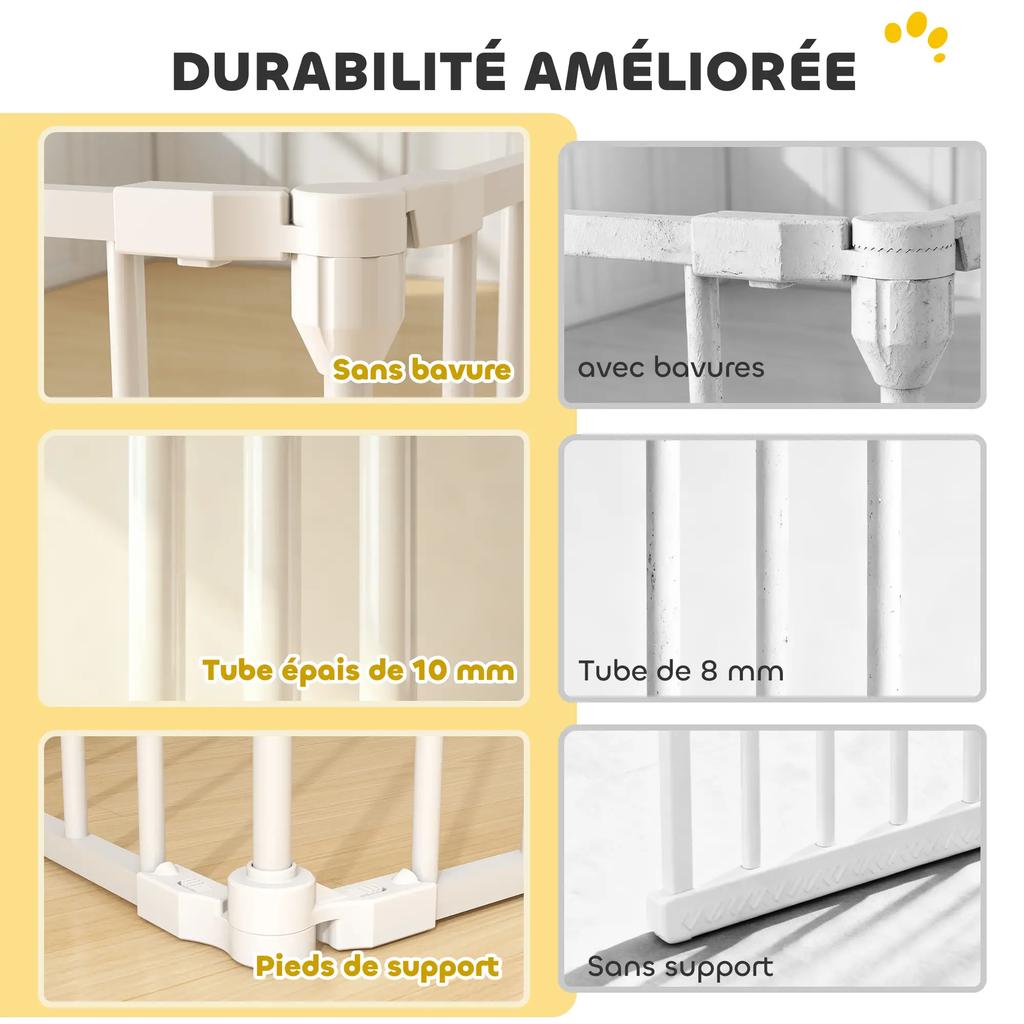 PawHut Metal Safety Gate Foldable and Modular Enclosure for Dogs and Children 8 Panels 61 X 75 Cm White