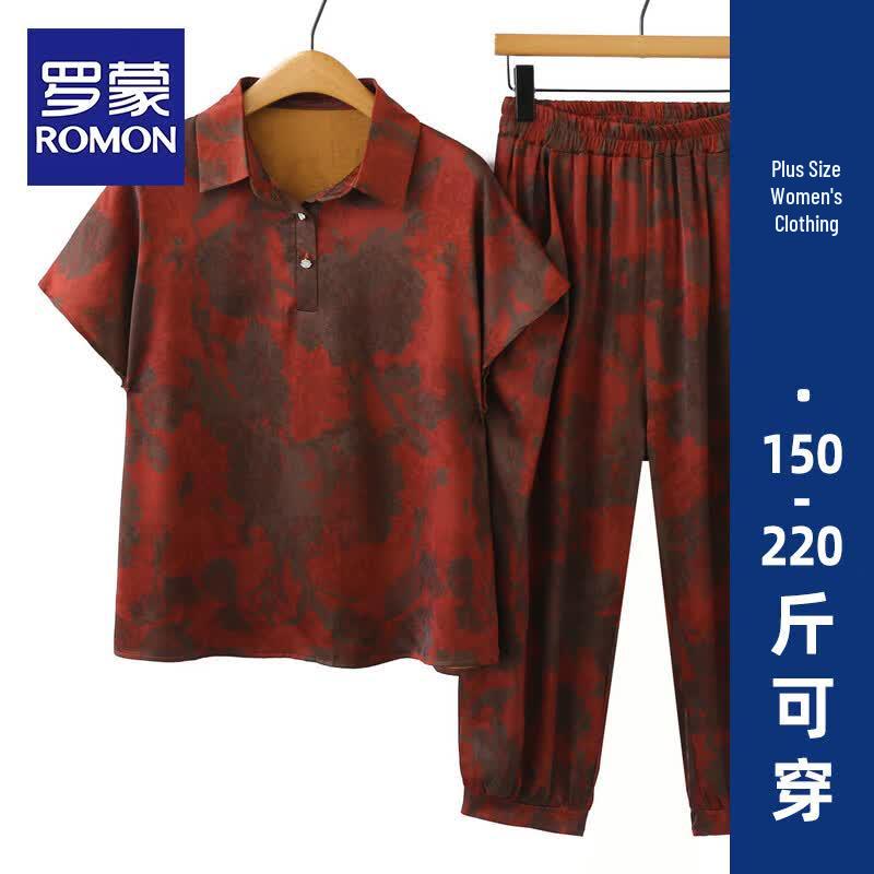 Women s Plus Size Summer Short Sleeve T-Shirt Set 4XL