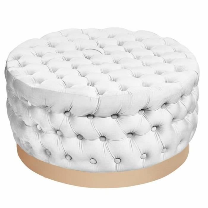 Repose-pied - Blanc - Moderne - 78 X 78 X 40 Cm - Polyester - MDF