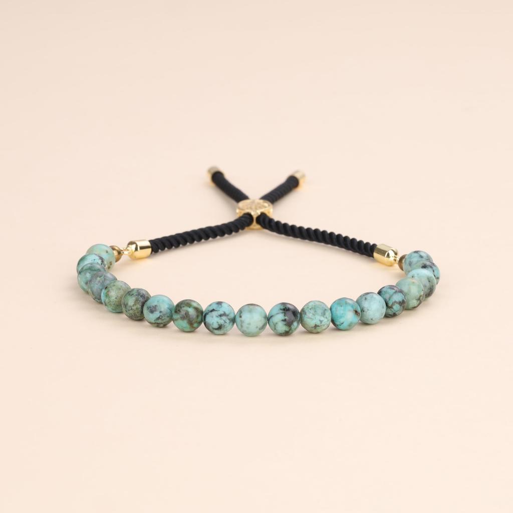 Afrikanischer Grüner Türkis Dezember Geburtsstein Kraftstein Armband für Männer und Frauen [Coai]