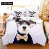 Niedliches Hunde-Bettwäsche-Set Einzelbett Twin Full Queen King Size Bett-Set Aldult Kinderzimmer Bettbezug-Sets 3D-Druck Anime Bettlaken-Set