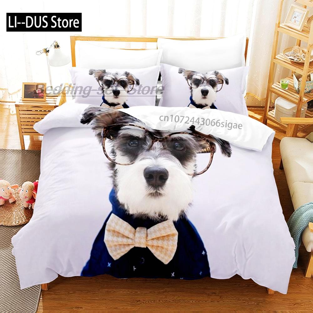 Niedliches Hunde-Bettwäsche-Set Einzelbett Twin Full Queen King Size Bett-Set Aldult Kinderzimmer Bettbezug-Sets 3D-Druck Anime Bettlaken-Set