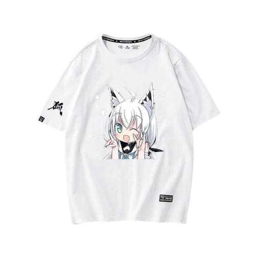 MLCOS Shirakami Fubuki T-Shirt, Cotton, Ita-style Summer Uniform, Short Sleeve, Cheerleading Outfit, Cute, Moe Sweatshirt, Soft, Simple, Gift, Commemo