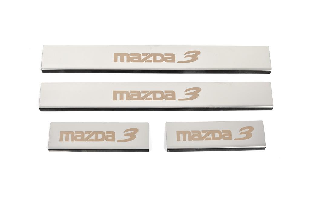 

Накладки на пороги (4 шт, глянец, нерж) для Mazda 3 2013-2019 гг