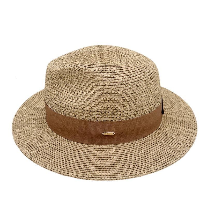 New Panama straw hat top hat sunshade sun protection beach hat men and women summer jazz hat tide