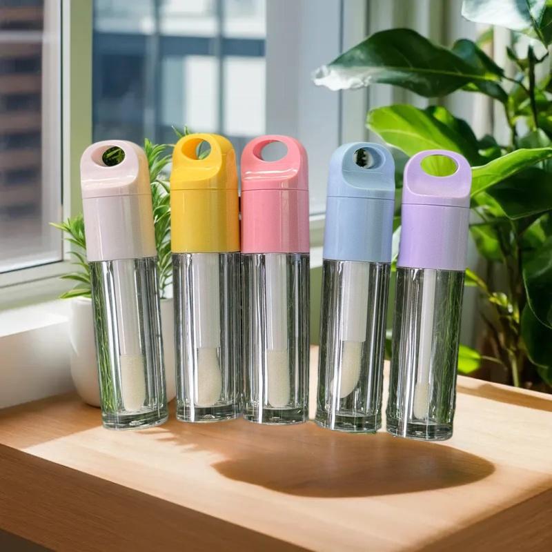 1 sztuka Urocza Duża Szczoteczka Przezroczysta Tubka na Błyszczyk 4 ml Plastikowy Okrągły Pusty Pojemnik na Błyszczyk